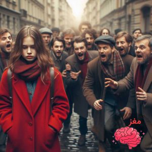 دختری ناراحت که مرداها نگاه اش میکنن